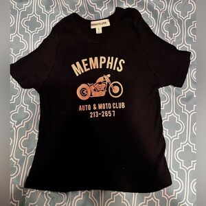 Black Short Sleeve Tee with Memphis Motorcycle Graphic
